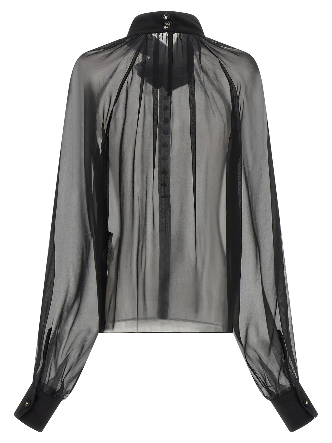 Dolce & Gabbana Chiffon Blouse With Flower Shirt and Blouse - Black | 1dea6bb41b6f3f7f89ccd7e5ae52db9cb87f9589