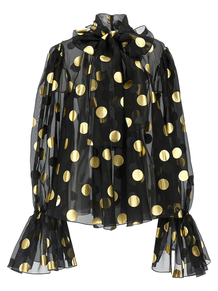 Polka Dot Lamé Blouse Shirt, Blouse Multicolor