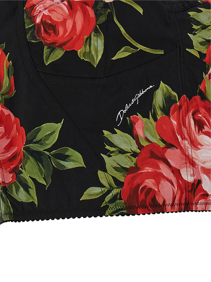 Dolce & Gabbana Bouquet Rose Tops - Black | 87e8b5f6639fe21682d188b7c2850c4f704d0c49