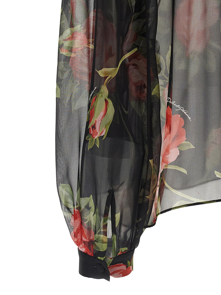 Dolce & Gabbana Bouquet Rose Tops - Black | a5871a5719635d5d427b4663445ab132f3aa8a12