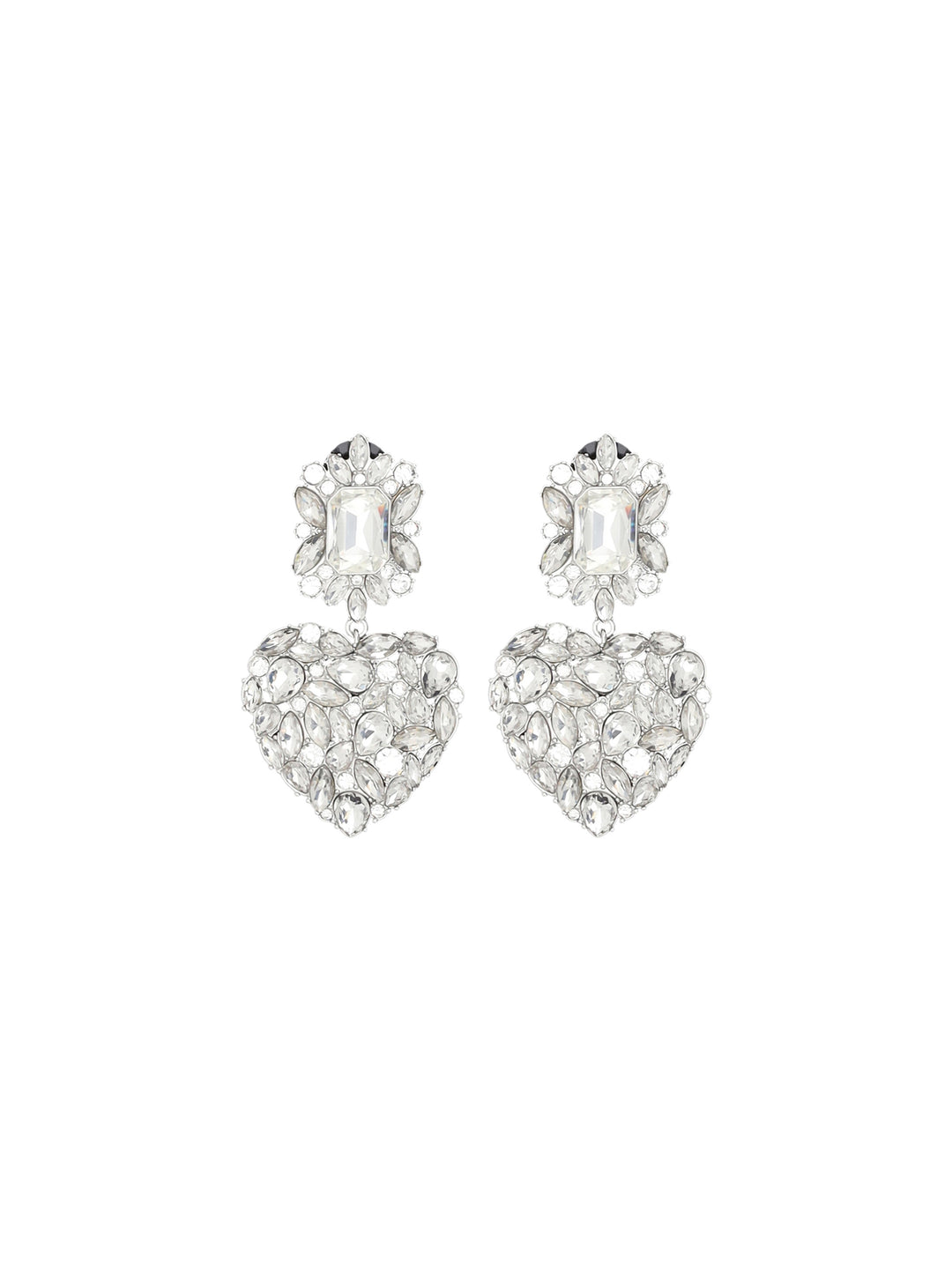 CRYSTAL HEART TIERED EARRINGS