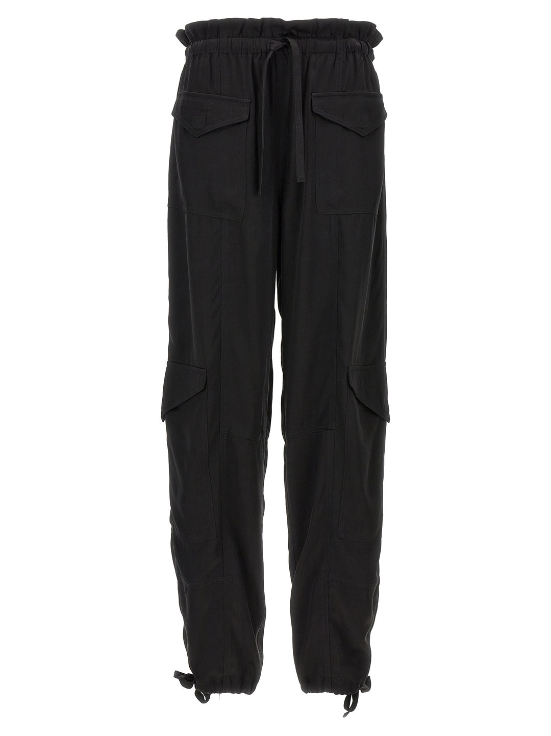 Satin Cargo Pants Black