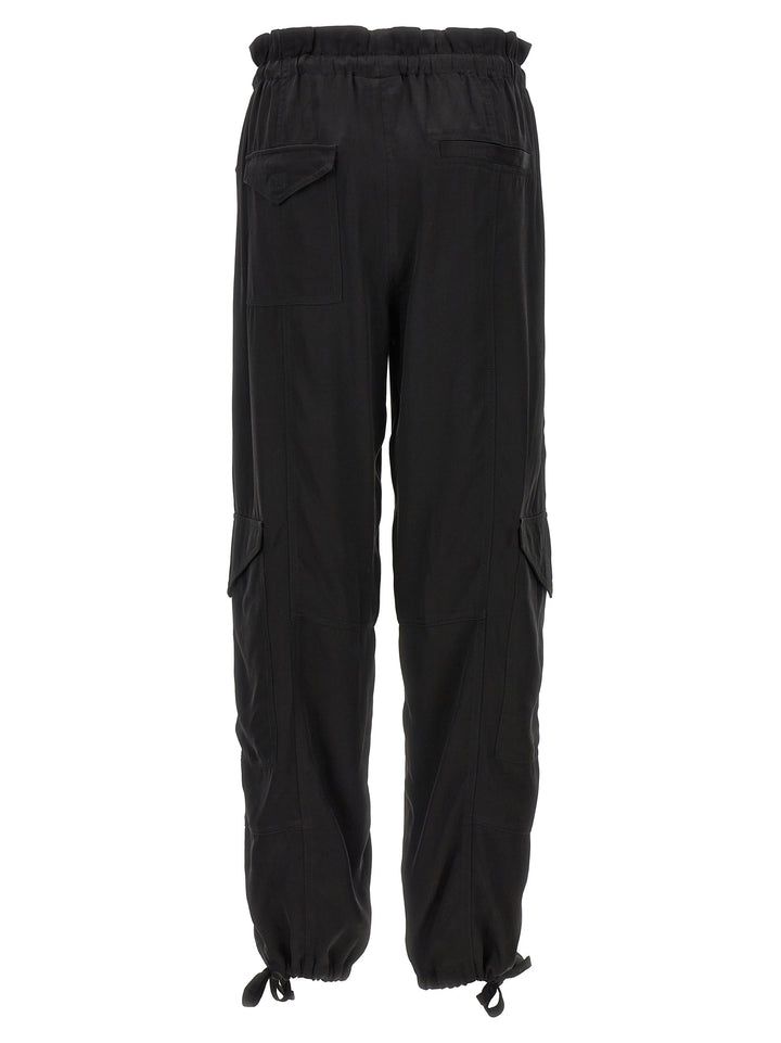 Satin Cargo Pants Black