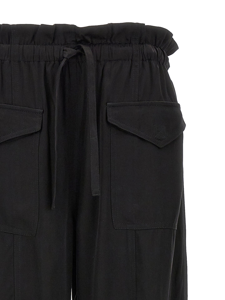 Satin Cargo Pants Black