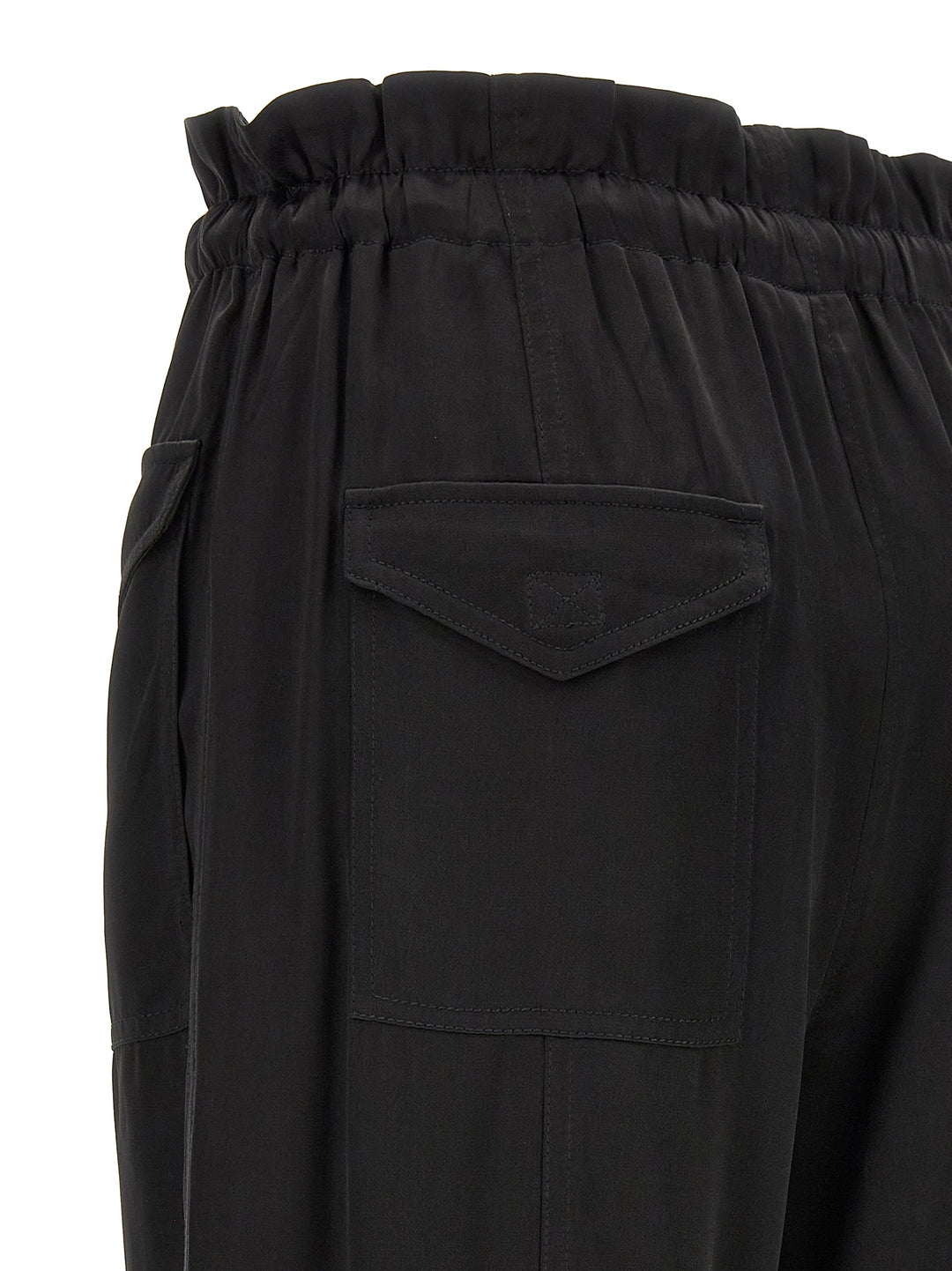 Satin Cargo Pants Black