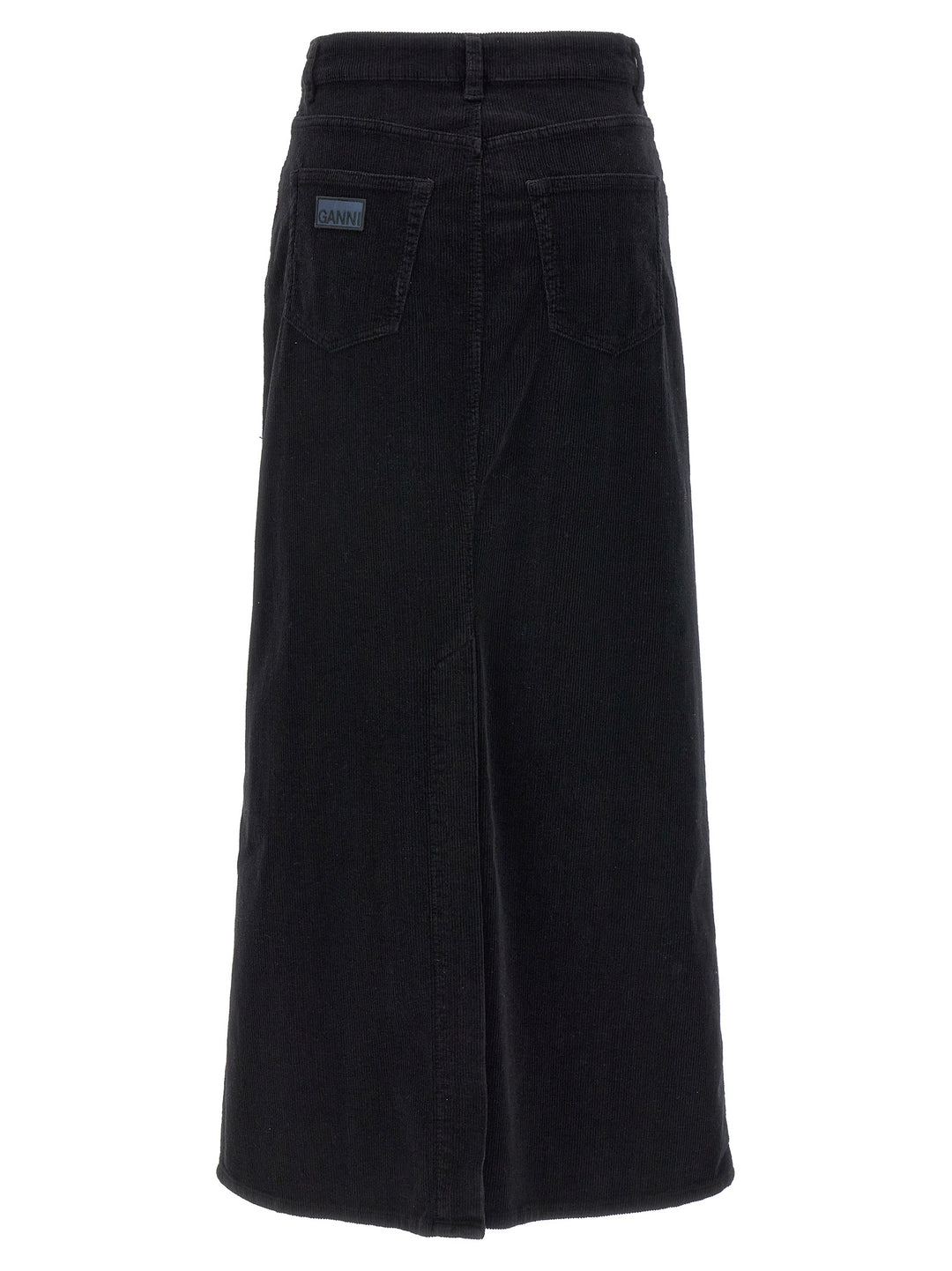 Long Velvet Ribbed Skirt Skirts Black