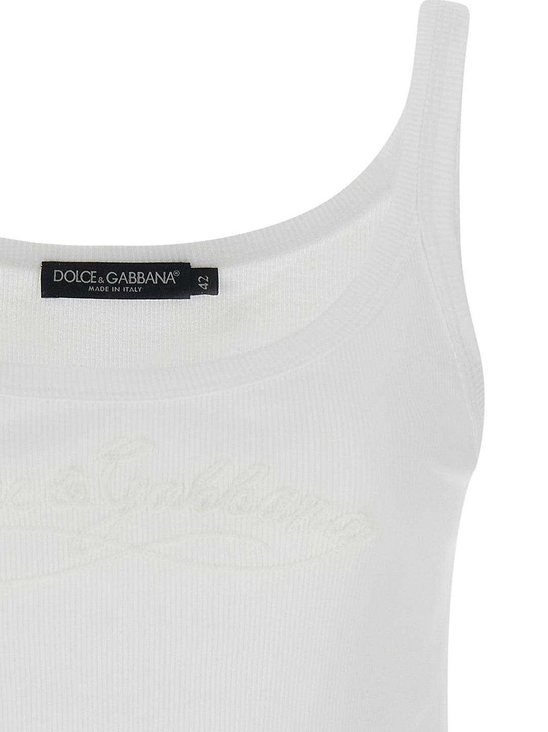 Dolce & Gabbana Logo Embroidery Tank Top Tops - White | 029a67fb162e2219c2e8a4fcbf9f5fabdcb6154d