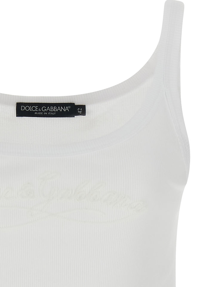 Dolce & Gabbana Logo Embroidery Tank Top Tops - White | 029a67fb162e2219c2e8a4fcbf9f5fabdcb6154d