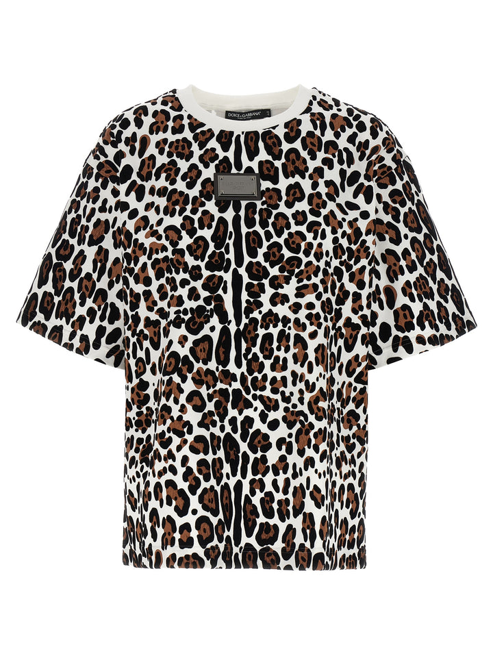 Dolce & Gabbana Animal Print Logo Plaque T-shirt - Multicolor | 688e48d43a58e9962a971515d23bba2c5f01d5ba