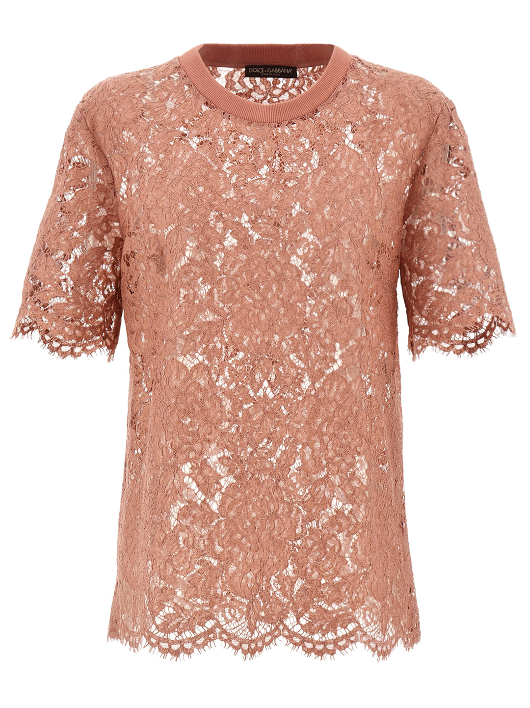 Dolce & Gabbana Lace T-shirt - Pink | fd7355ce724036c77fb8430bb7b97d5205ef5b75
