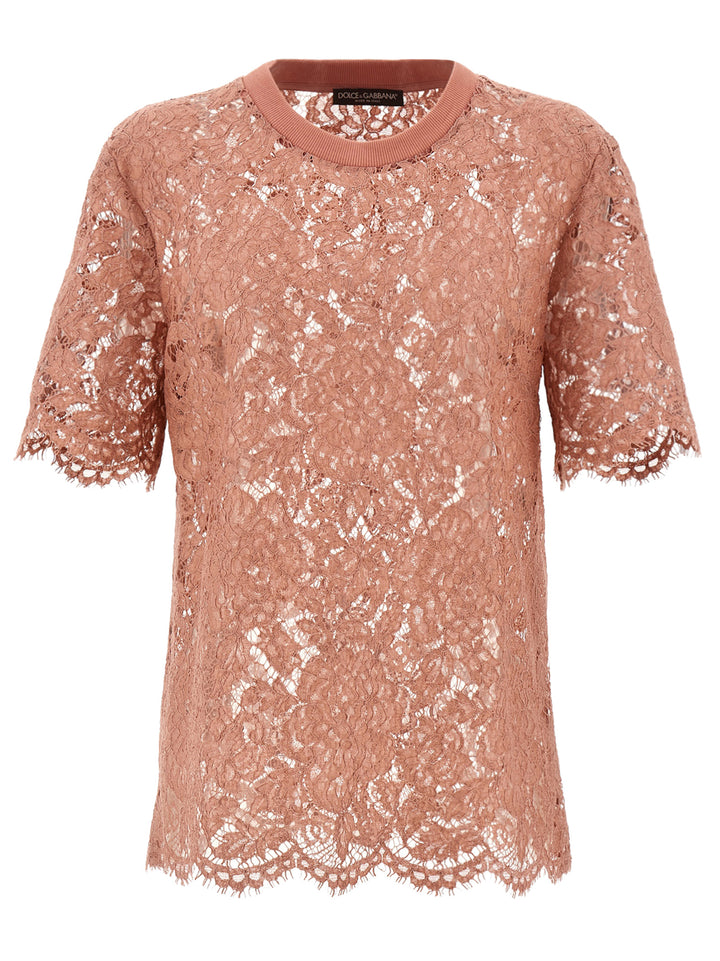 Dolce & Gabbana Lace T-shirt - Pink | fd7355ce724036c77fb8430bb7b97d5205ef5b75