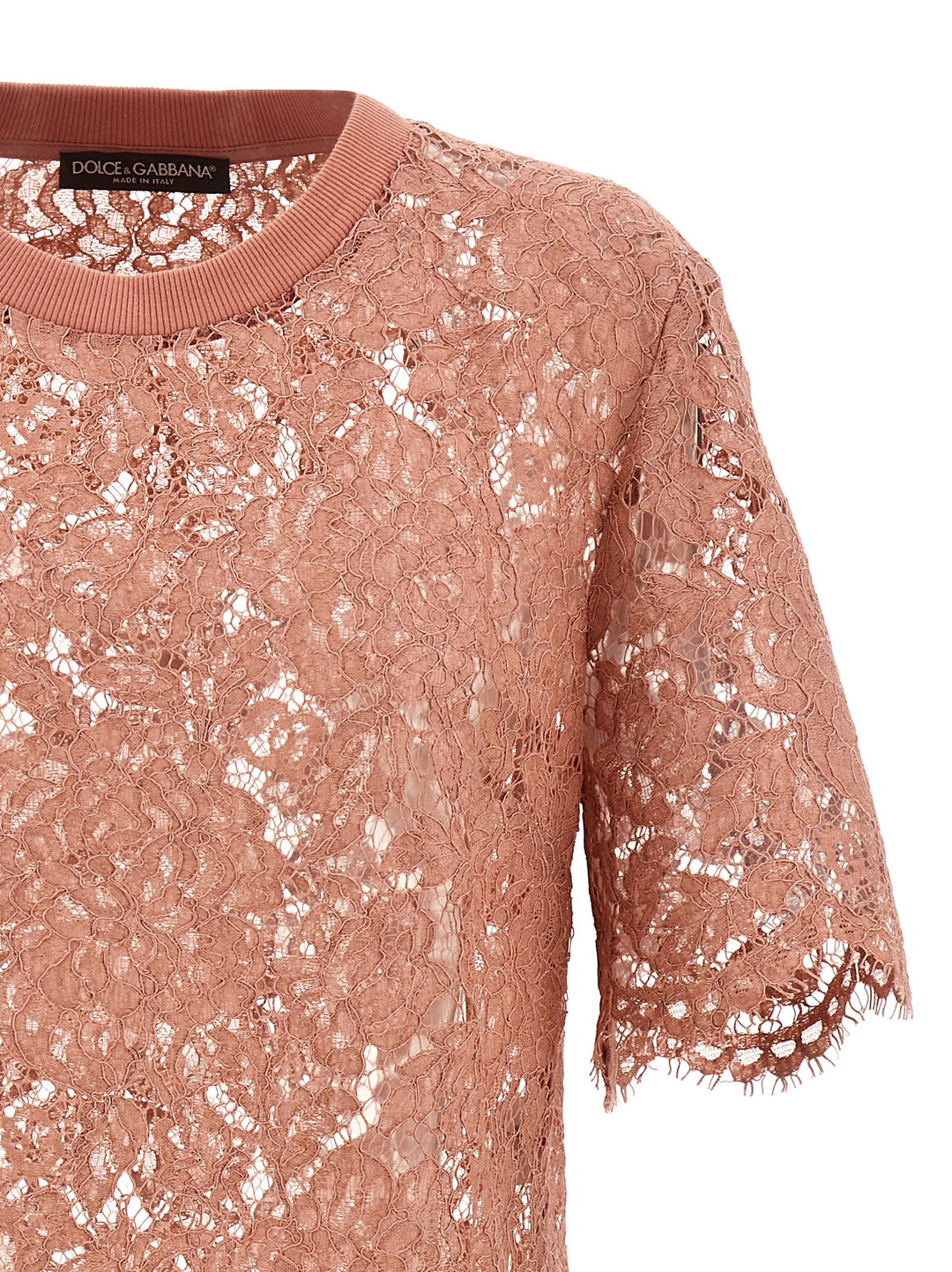 Dolce & Gabbana Lace T-shirt - Pink | 95b234aa1837a8576e8e6e173a1ba389cb701989