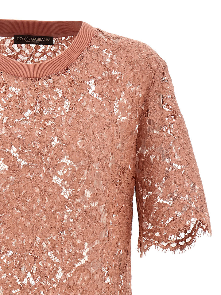 Dolce & Gabbana Lace T-shirt - Pink | 95b234aa1837a8576e8e6e173a1ba389cb701989