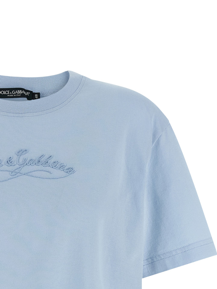 Dolce & Gabbana Chain Embroidery T-shirt - Light Blue | 496872929dd6a270fd828bb1a7aed55fbe120199