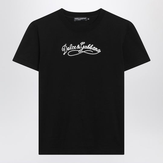 Black Jersey T-Shirt With Embroidery