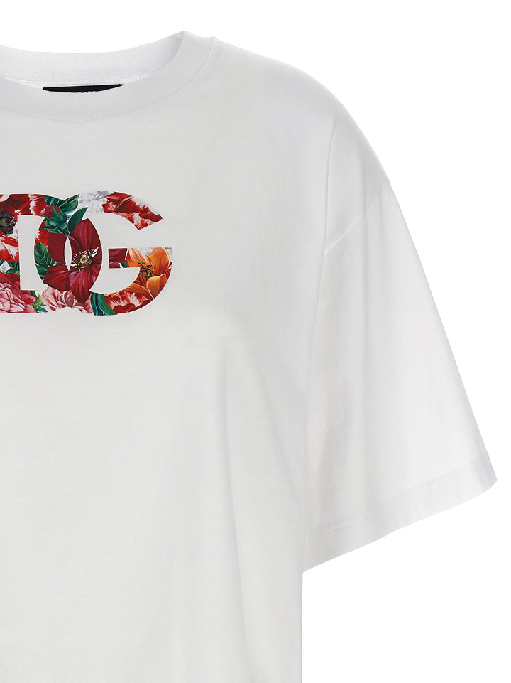 Dolce & Gabbana Floral Logo T-shirt - White | f32a5591b57c4b84b58e5a13ebb8db3bcd2980f1