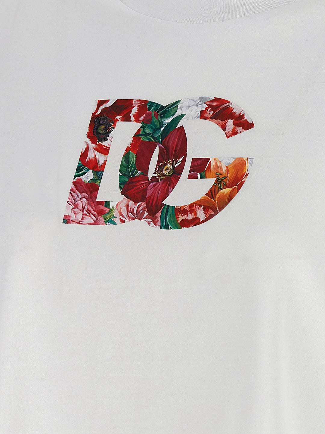 Dolce & Gabbana Floral Logo T-shirt - White | 86964859ab69a67253d29fb1a168bf625d51cf54