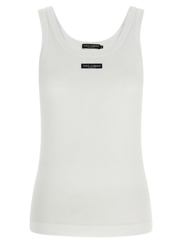 Logo Patch Tank Top Tops White