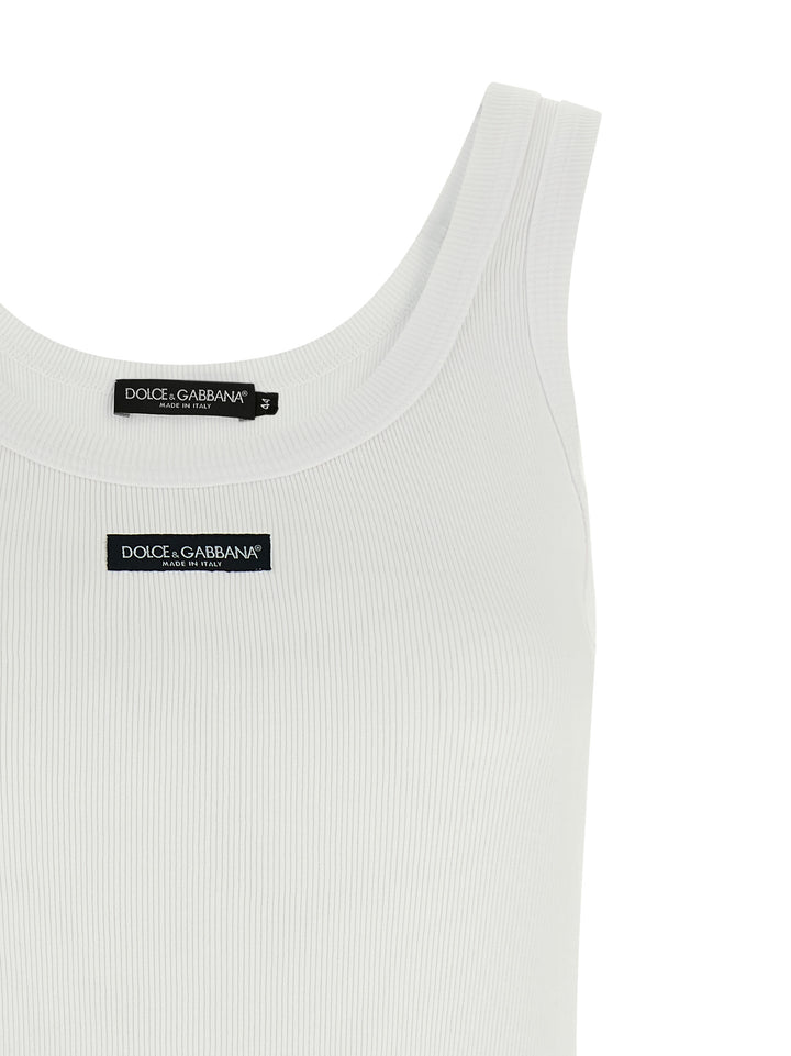 Dolce & Gabbana Logo Patch Tank Top Tops - White | 691d2d85cadbaebbb631f20b5696c2b4e490c566