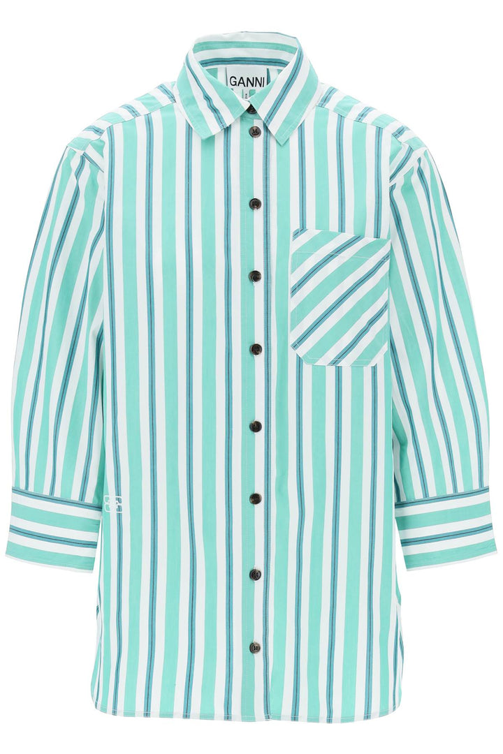 Camicia Oversize A Righe In Popeline