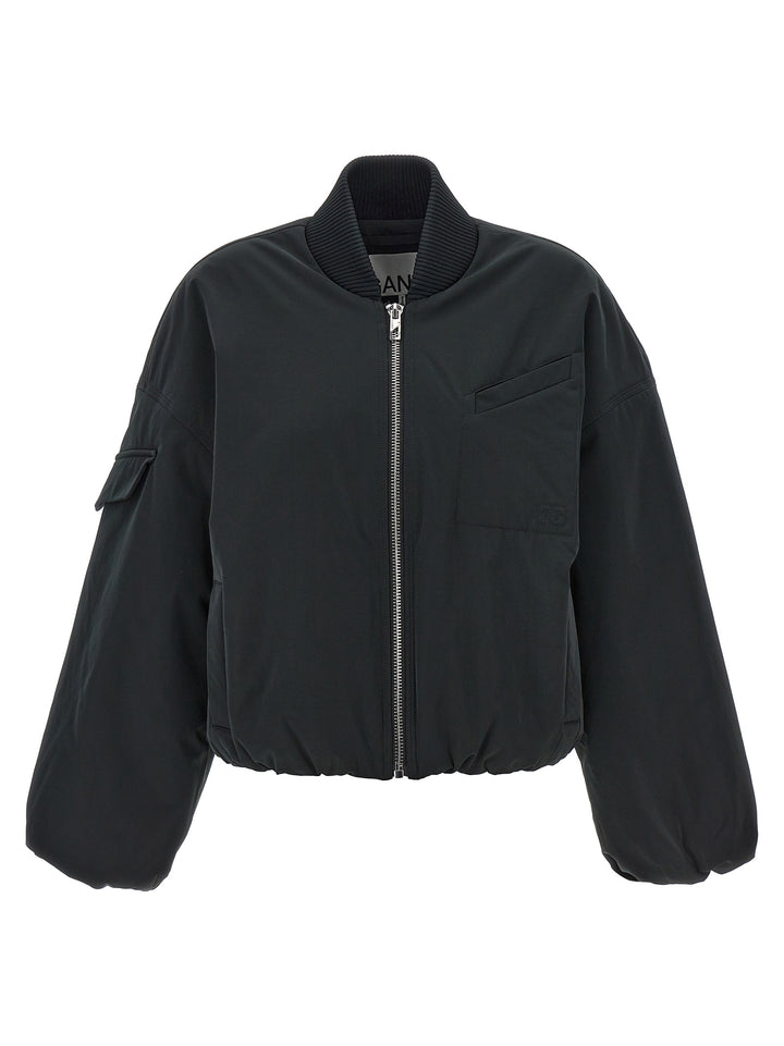 Nylon Bomber Jacket Casual Jackets, Parka Black