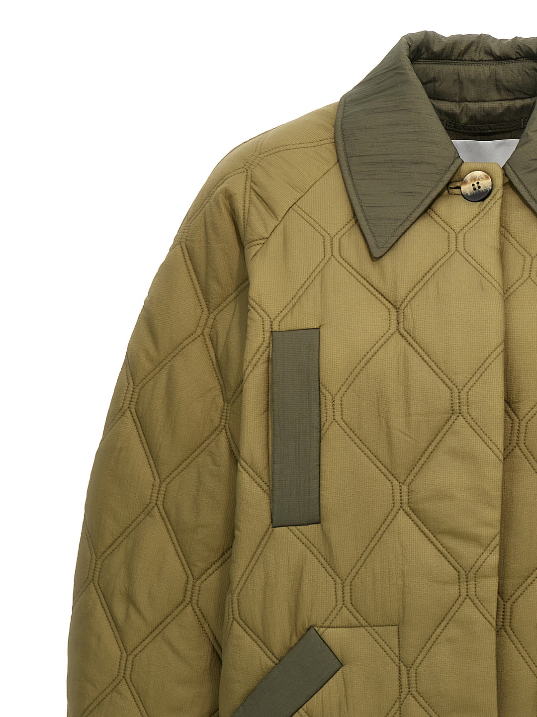 Quilt Raglan Casual Jackets, Parka Green