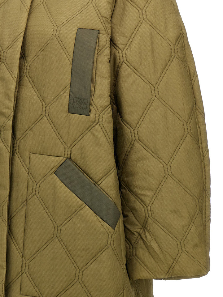 Quilt Raglan Casual Jackets, Parka Green