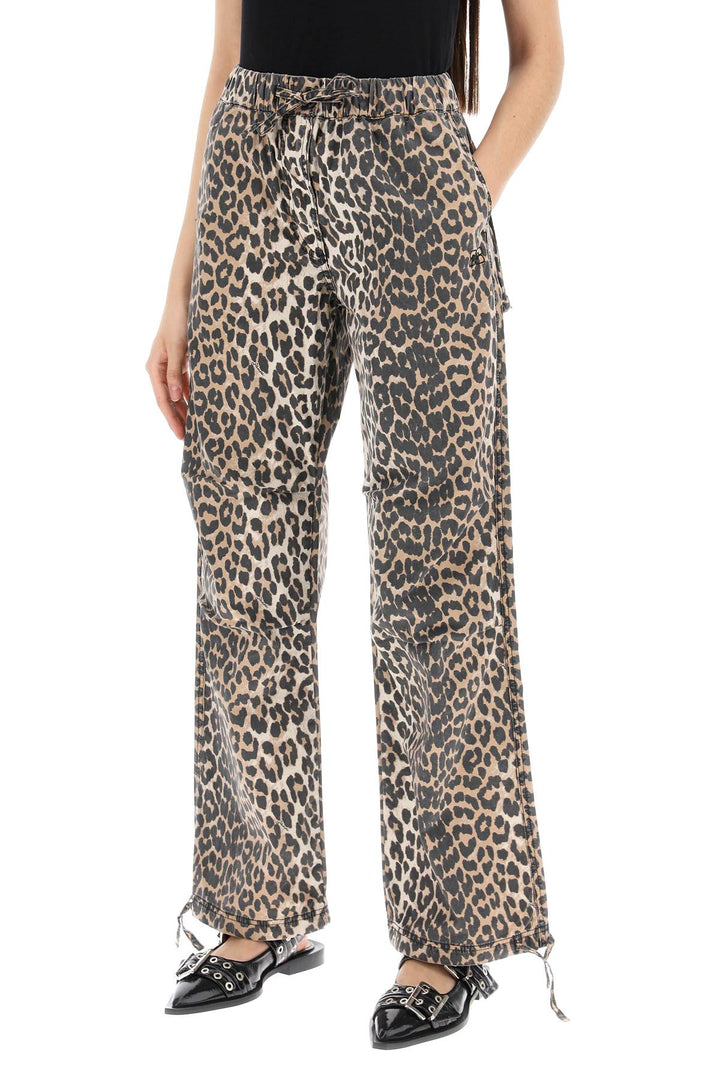 Pantaloni In Tela Di Cotone Animalier