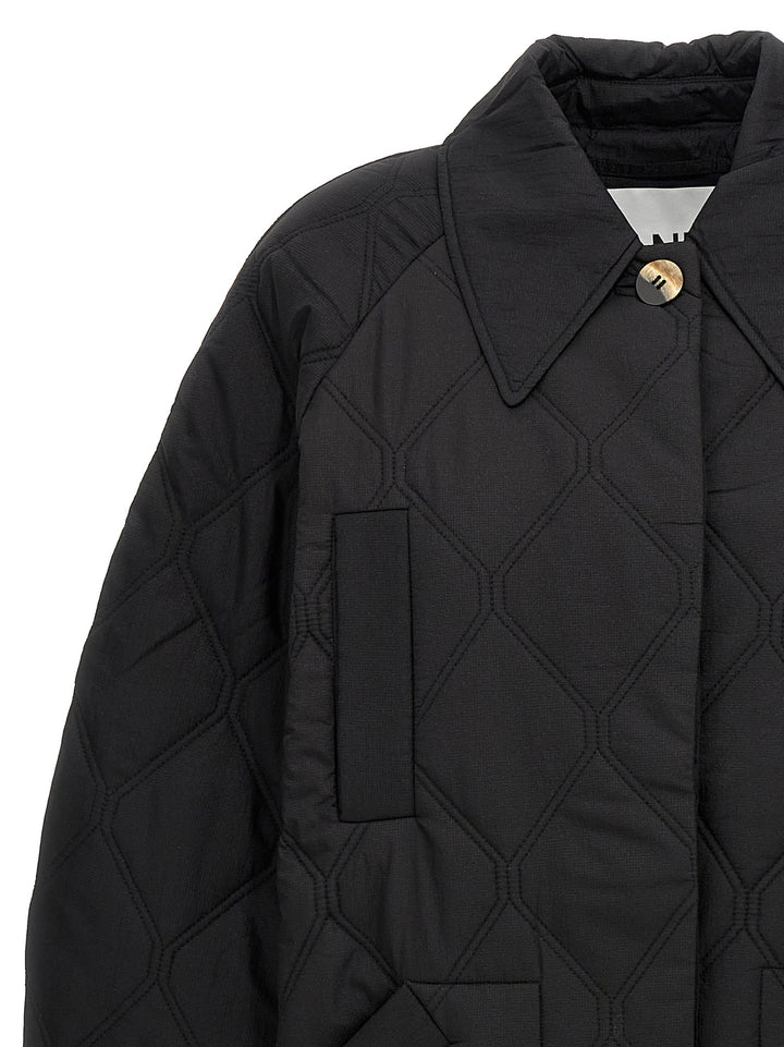 Quilt Raglan Casual Jackets, Parka Black