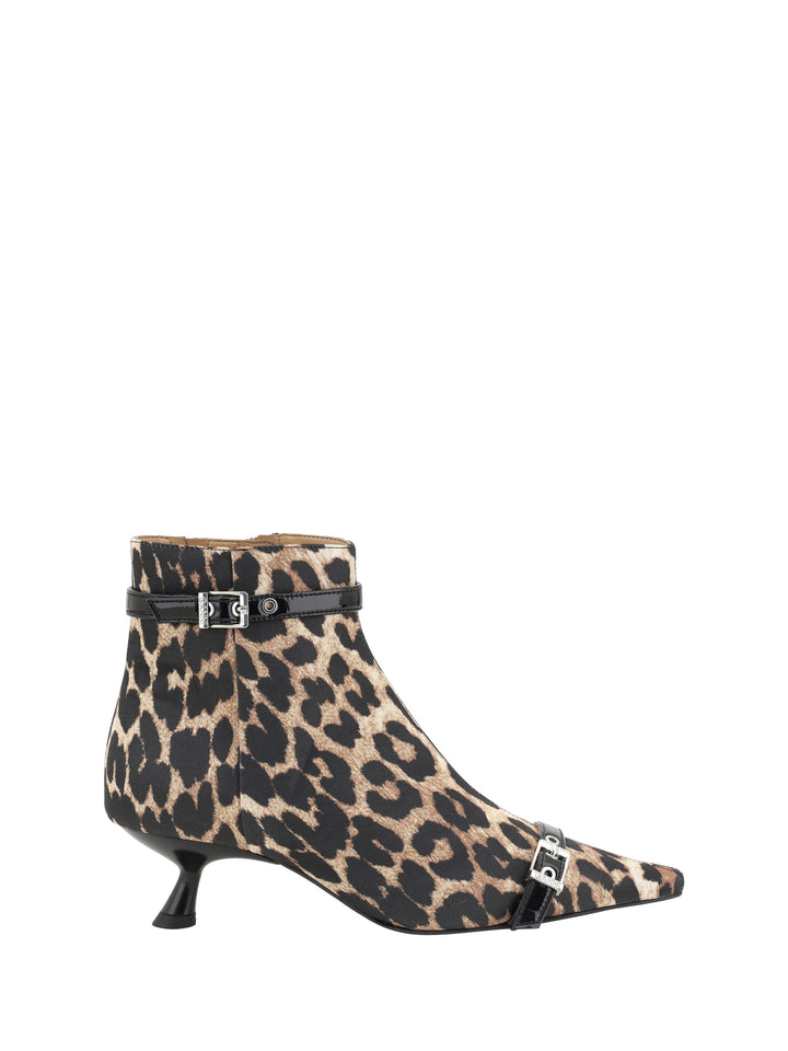 EYELETS KITTEN HEEL BOOT SATIN PRINT