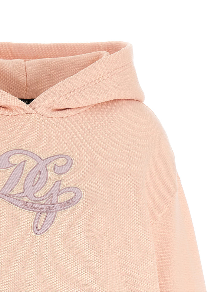 Dolce & Gabbana Logo Embroidery Hoodie Sweatshirt - Pink | 91b2a69ae1796f3cf73696190c4f42da34987f54