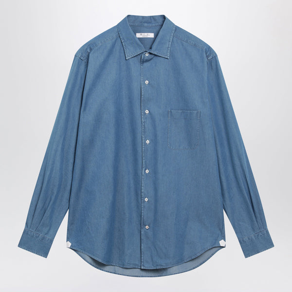 André Cotton Denim Shirt In Super Stone Washed