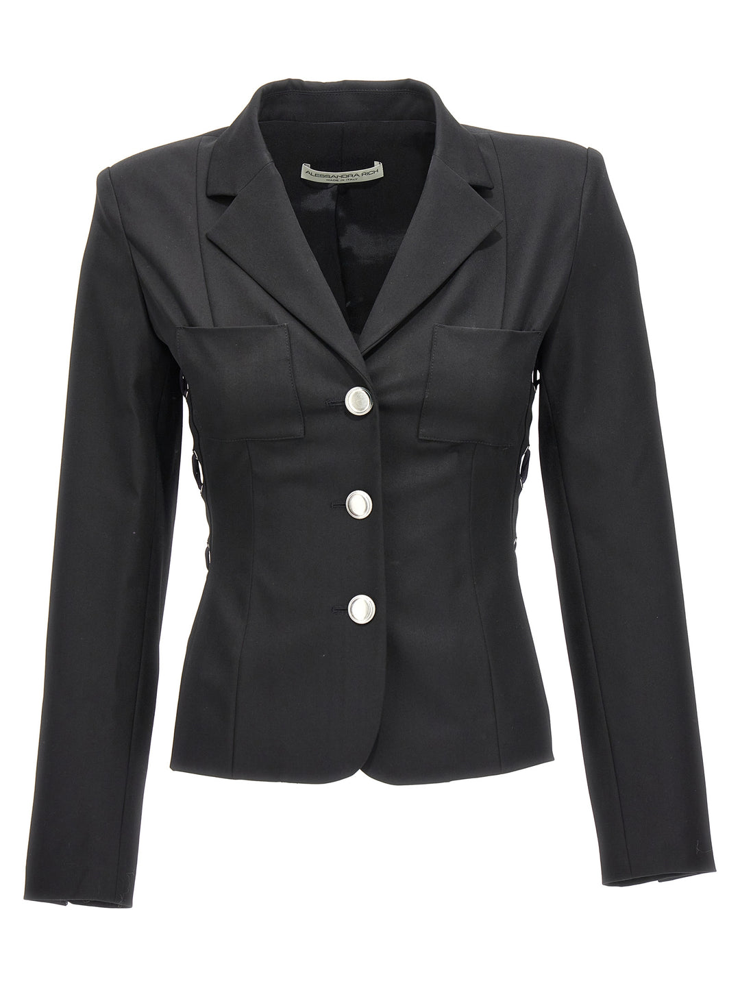 Alessandra Rich Single Breast Lace-Up Blazer Jacket BlazerS - Black | 820f49044cceda3d916a5a054d7506910b490c41