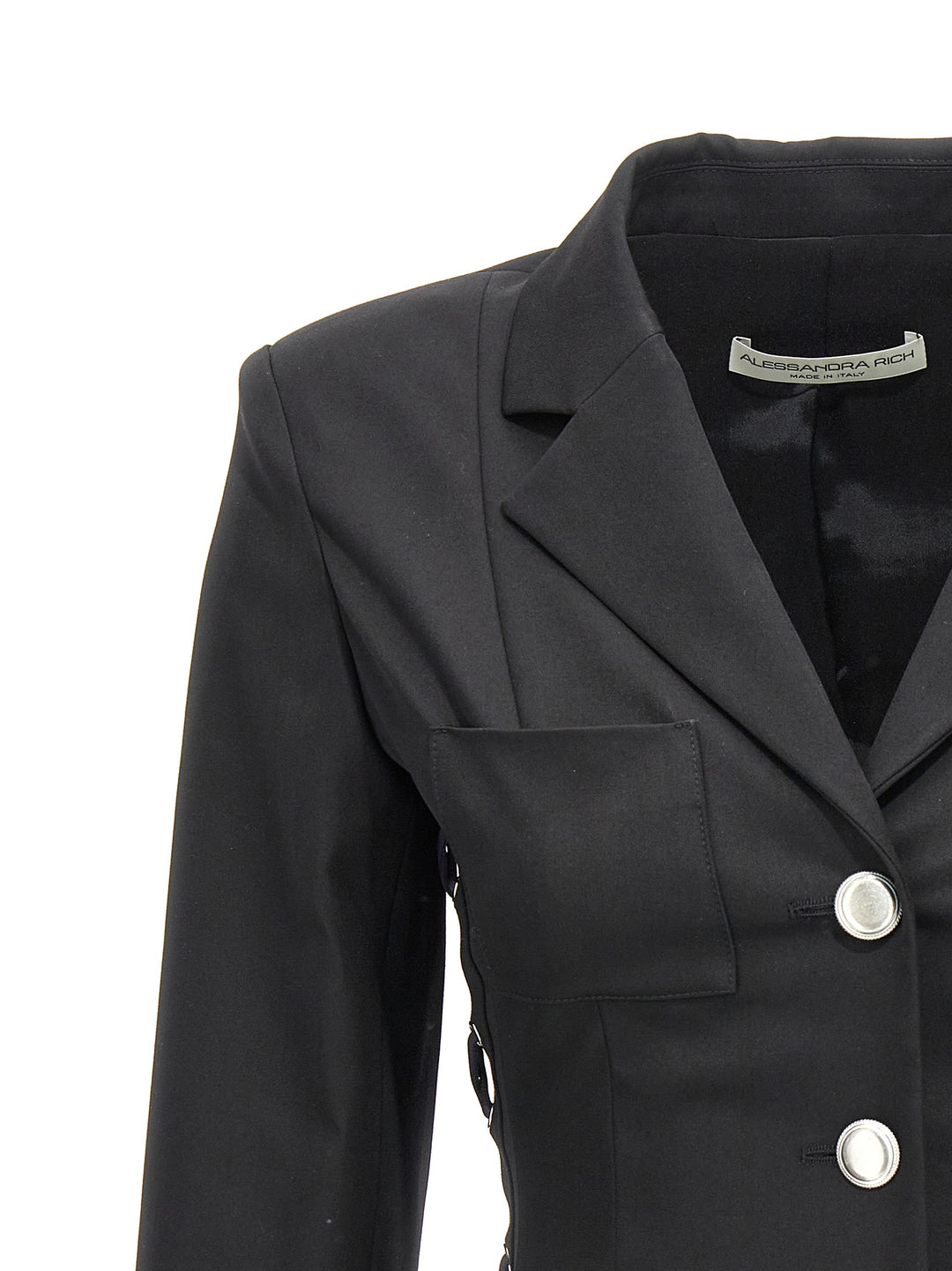 Alessandra Rich Single Breast Lace-Up Blazer Jacket BlazerS - Black | 3d522933c1c3cf4e30c59068d2f94f0de620cd38
