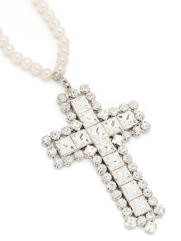 Pearl Crystal Cross Jewelry Silver