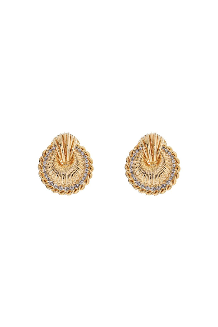 Gold Shell Earrings With Crystals