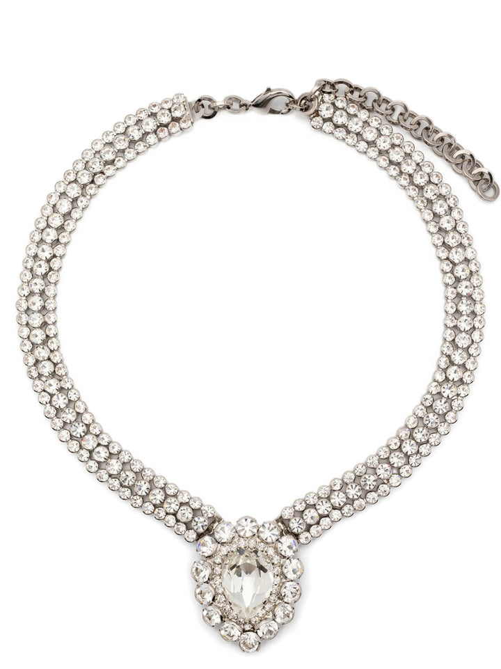 Alessandra Rich Drop Stone Necklace Jewelry - Silver | e0556f3b46f24fce444912642f0b0c7e794f04b1
