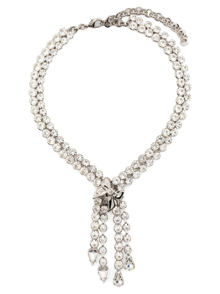 Alessandra Rich Bow Crystals Necklace Jewelry - Silver | 3730454e247af448bd4819c0100c1f5595bebaa5