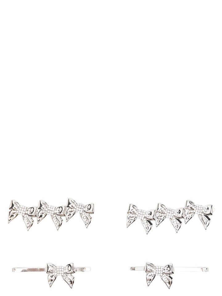 Alessandra Rich Set Of Four Bow Pins Hair Accessories - Silver | 6dfb5fe3e65493dfef68ad1aa3ad58f9f4bd056e