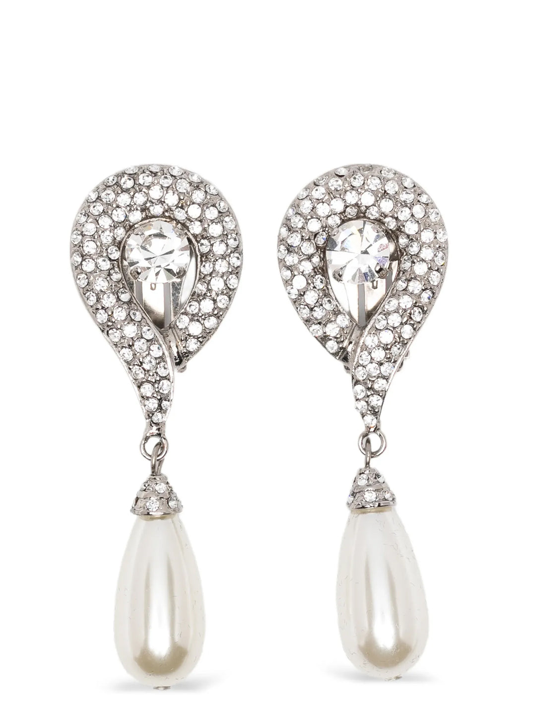 Alessandra Rich Pendant Pearl Earrings Jewelry - Silver | 314633f66518a65b9aa3805558d5fce51d2797ac