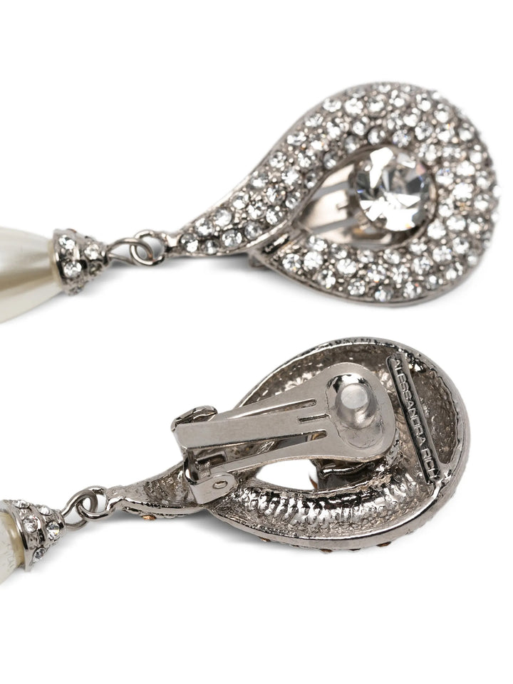 Alessandra Rich Pendant Pearl Earrings Jewelry - Silver | 410f2fa5fa336428f40b3ccd254449f1ee1caa07