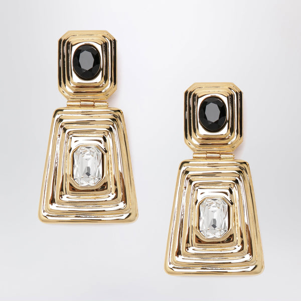 Gold-Tone Clip-On Earrings With Crystals