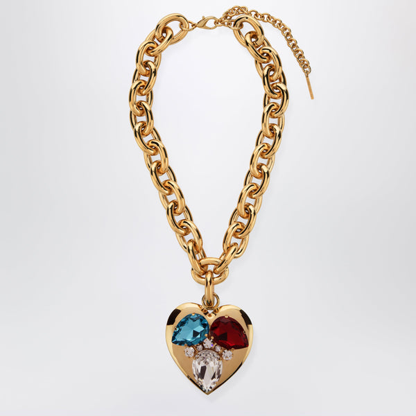 Gold-Tone Chain Necklace With Heart Pendant