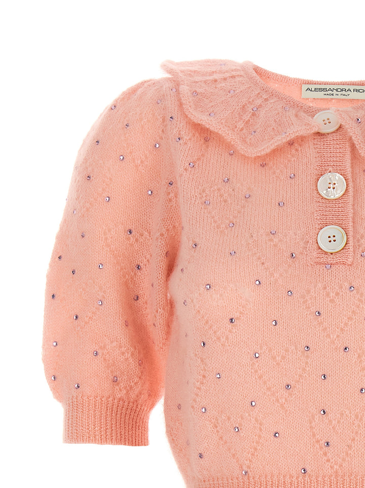 Alessandra Rich Rhinestone Sweater Sweaters and Cardigans - Pink | f58de931102400a9b77cd2b3b5fabe356cb16c9f