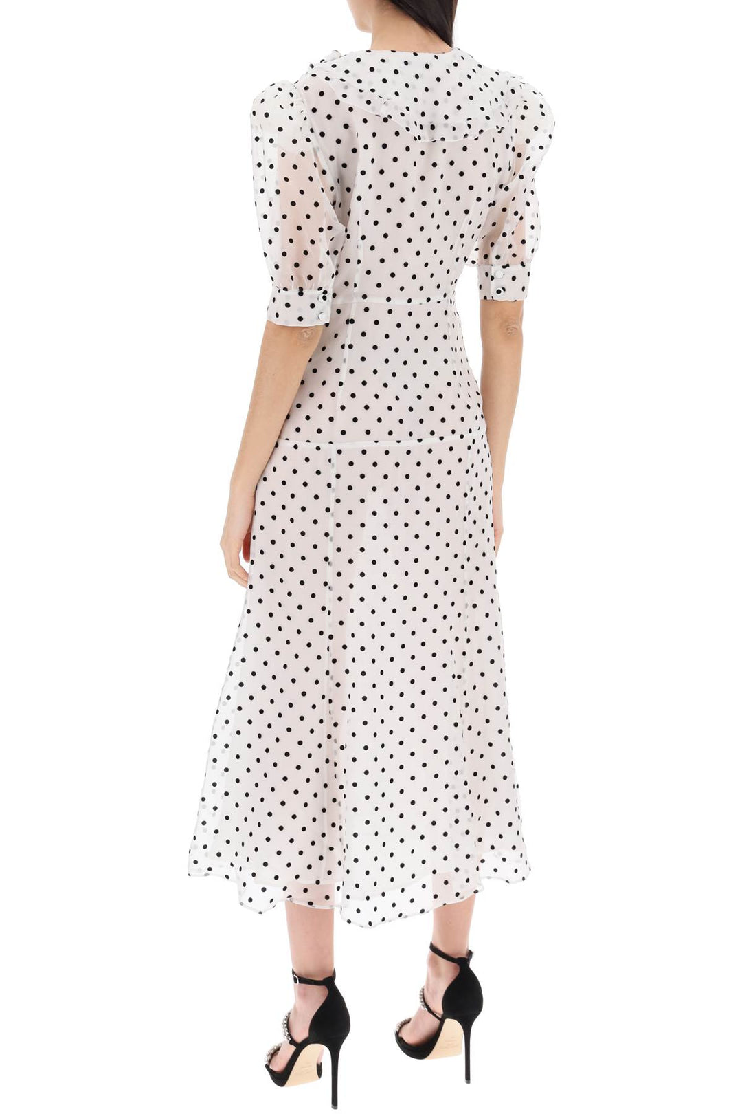 'Silk Organza Midi Dress With Polka