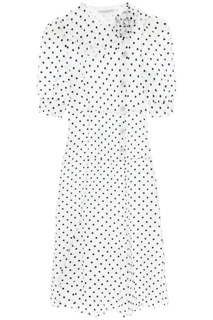 'Silk Organza Midi Dress With Polka