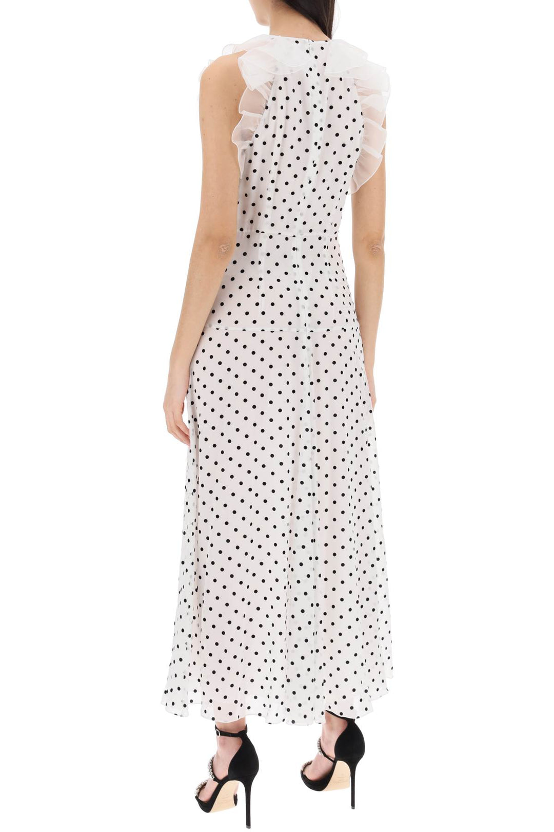 Maxi Abito Smanicato In Georgette A Pois