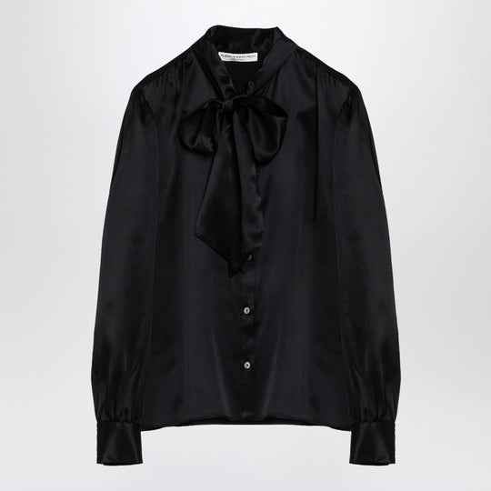 Black Silk Shirt With Bow