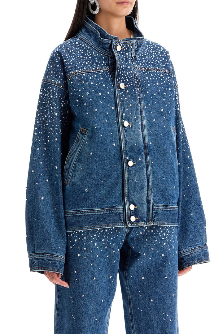 Bomber In Denim Con Strass