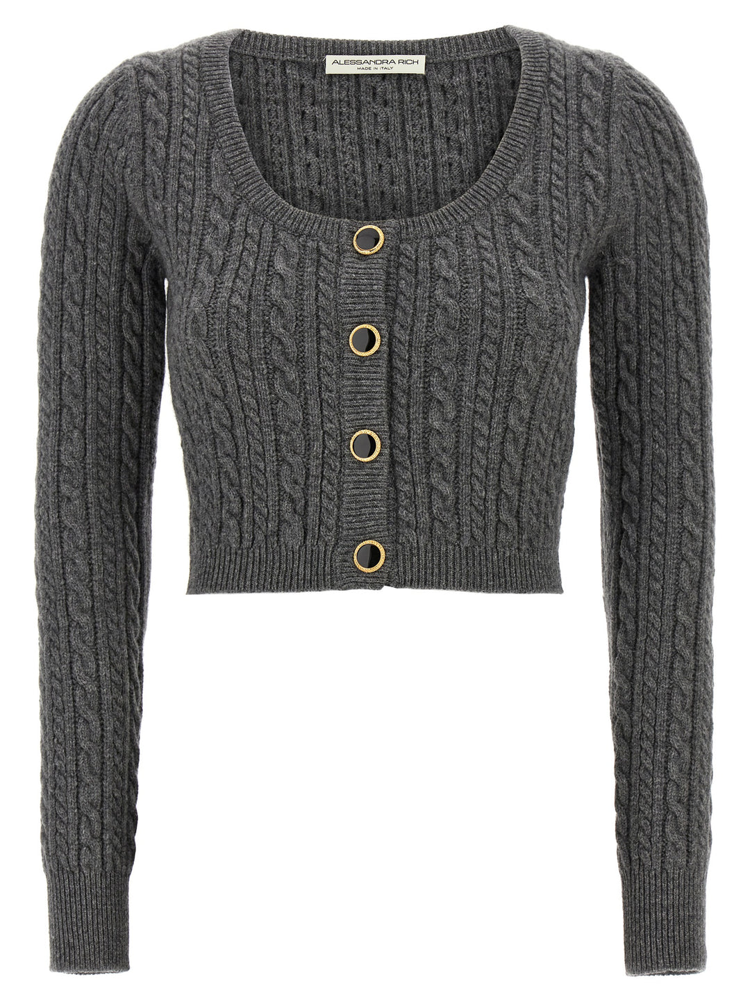 Cropped Wool Cardigan Sweater, Cardigans Gray